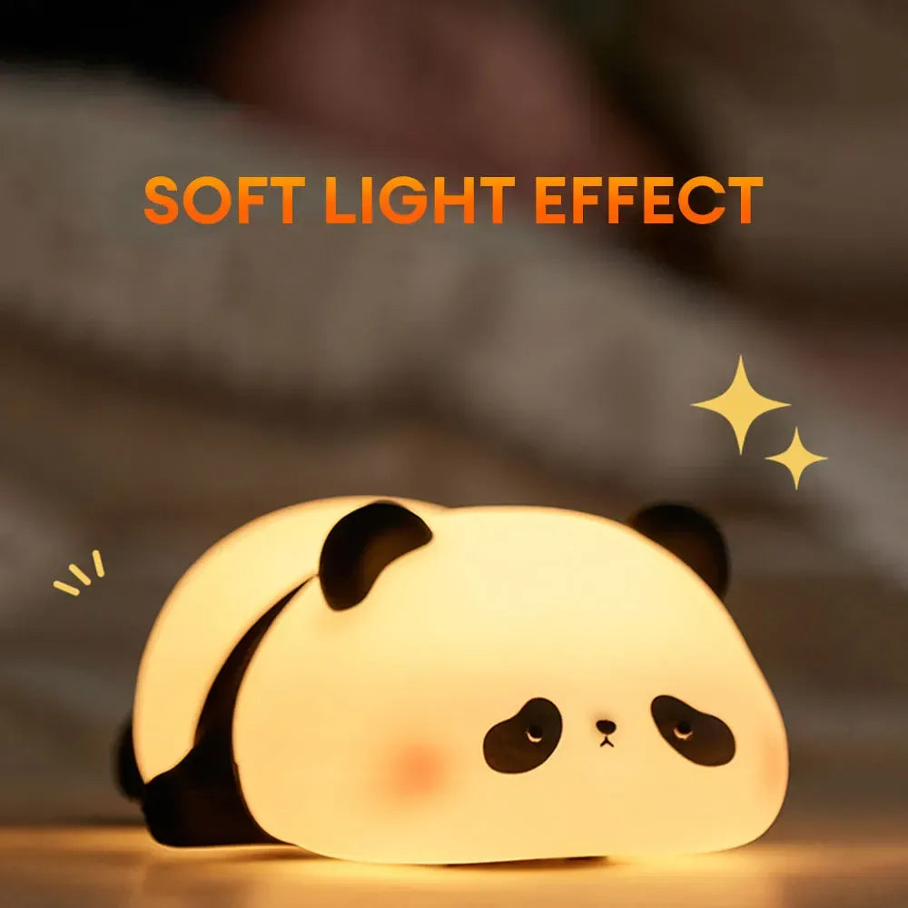 Cute Panda Silicone Night Light – Soft Touch LED Lamp