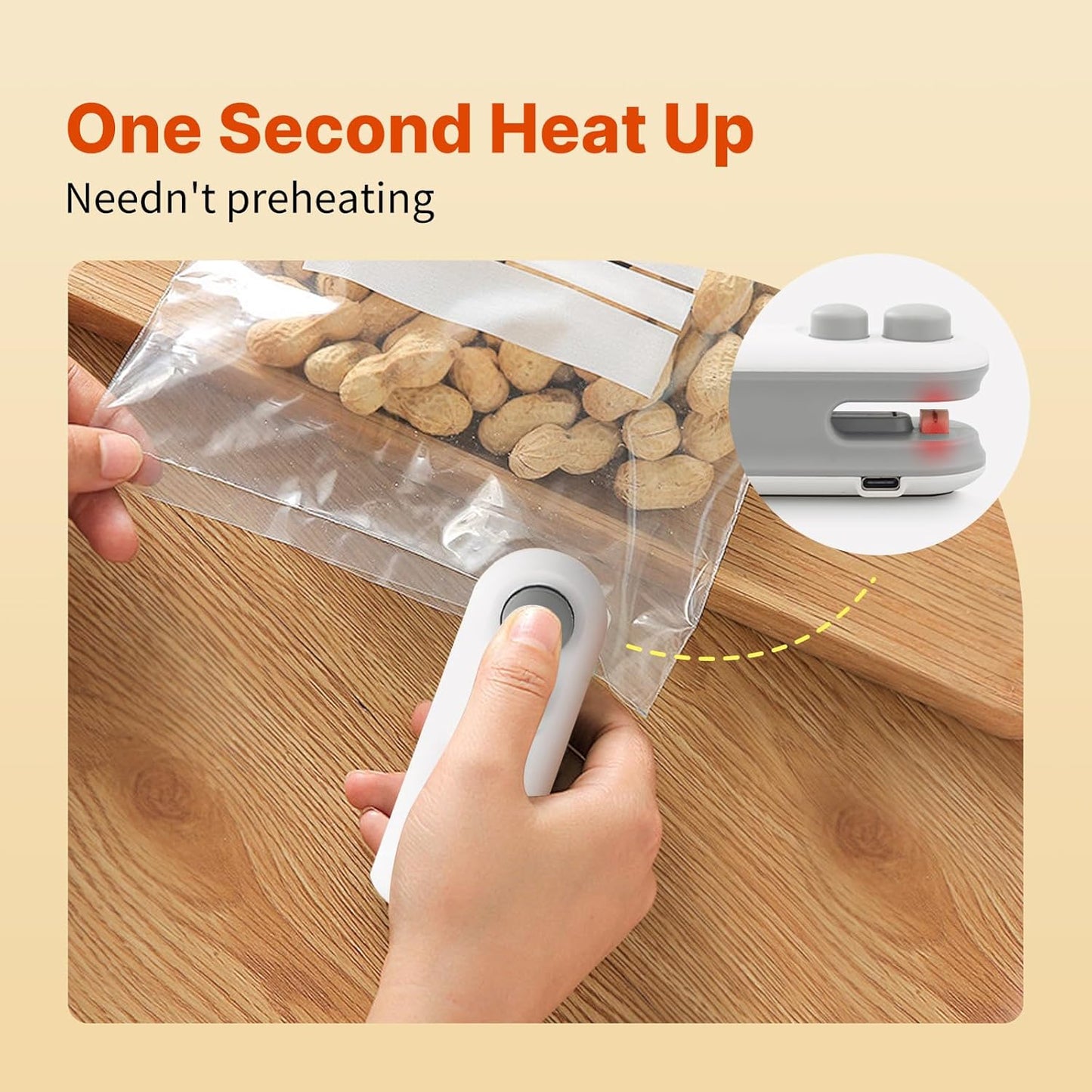 Heat Sealing Machine 2 in 1 Cutting and Sealer USB Rechargeable